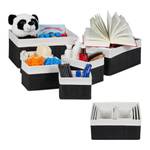 Lot de 12 paniers de rangement noir Noir - Blanc