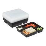 10er Set Meal Prep Boxen 4 Fächer Schwarz - Kunststoff - 22 x 5 x 19 cm