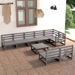 Garten-Lounge-Set (9-teilig) 3009796-1 Grau - Massivholz - Holzart/Dekor - 70 x 30 x 70 cm