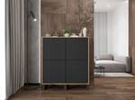 Highboard APOLLO Schwarz - Eiche Wotan Dekor