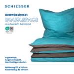 Wende-Bettwäscheset Renforcé Doubleface Anthrazit - Türkis - 135 x 200 cm