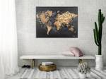 Acrylbild handgemalt Reise um die Welt Schwarz - Massivholz - Textil - 100 x 75 x 4 cm