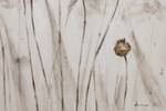 Tableau peint à la main Delicate Meadow Gris - Blanc - Bois massif - Textile - 75 x 100 x 4 cm