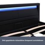 Polsterbett mit LED Theia Ⅰ Schwarz - Ebenholz Dekor - Holz