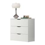 Commode BASIX 3 tiroirs - L 78 x P 40 x Blanc - Bois manufacturé - 78 x 80 x 40 cm