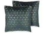 Kissen 2er Set CELOSIA Blau - Dunkelblau - Gold