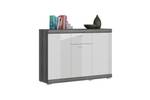 Sideboard Weiß Hochglanz & Korpus Grau Breite: 120 cm