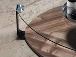 Table basse en bois de noyer et verre Noir - Marron - Verre - Bois massif - Bois/Imitation - 135 x 32 x 135 cm