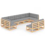 Garten-Lounge-Set (9-teilig) 3009755-2 Grau - Holz