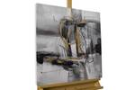 Tableau peint à la main Storm of the Sea Gris - Bois massif - Textile - 60 x 60 x 4 cm