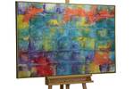 Tableau peint à la main Rainbow Glimmer Bois massif - Textile - 122 x 82 x 5 cm