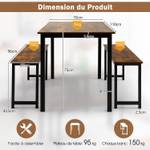 Table à Manger KC55455 (3 éléments) Marron - Bois manufacturé - 70 x 75 x 110 cm