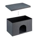 Grotte pour chat Noir - Gris - Bois manufacturé - Matière plastique - Textile - 65 x 39 x 38 cm