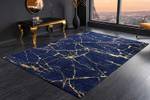 Teppich MARBLE Blau - Gold - Kunststoff - Stein - Textil - 240 x 1 x 160 cm