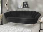 3-Sitzer Samt Muschel Sofa Cara Schwarz - Silber - Gold