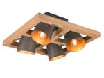 LED Deckenspots Holz, Silber 4-flammig Braun - Gold - Grau - Metall - Massivholz - 39 x 20 x 39 cm