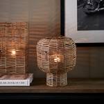 Rustic Rattan Herringbone Lantern Braun - Rattan - 27 x 34 x 27 cm