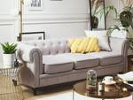 3-Sitzer Sofa CHESTERFIELD Grau - Hellgrau - Eiche Dunkel - 202 x 70 x 75 cm