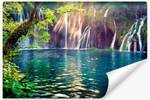 Fototapete WASSERFALL Pflanzen Natur 3D 135 x 90 x 90 cm