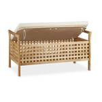 Banc de rangement coffre de rangement Marron - Blanc - Bois manufacturé - Textile - 93 x 47 x 49 cm