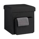 Tabouret de rangement pliant en lin Noir