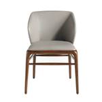 Chaise en simili cuir et bois noyer Marron - Gris - Cuir synthétique - Textile - 55 x 76 x 60 cm