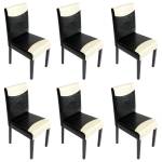 Chaise Littau simlicuir lot de 6 Noir - Blanc - Marron foncé