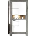 Vitrine Grita 3L LED Weiß - Holzwerkstoff - 76 x 160 x 42 cm