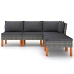 Garten-Sofa-Set (5-teilig) 3009634-2 Grau - Metall - Polyrattan - Holzart/Dekor - 61 x 67 x 65 cm