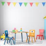 3-teilige Kindersitzgruppe Monster-Motiv Blau - Weiß - Gelb - Holzwerkstoff - 60 x 44 x 60 cm