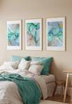 Aquarell Blau Echtgold Poster Set Papier - 70 x 50 x 70 cm