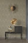 Glamouröse Ornamenttapete aus Textil Beige - Gold