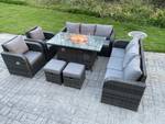 10-Sitzer Rattan Gartenmöbel Set Sofa Grau - Polyrattan - Stein - 80 x 69 x 140 cm