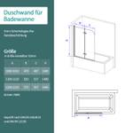 EMKE Duschwand f眉r Badewanne 110x140cm