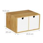 Organiseur de bureau 2 tiroirs Marron - Blanc - Bambou - Bois manufacturé - 25 x 15 x 20 cm