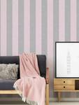 Moderne Streifentapete Grau Rosa Grau - Pink - Kunststoff - Textil - 53 x 1005 x 1 cm