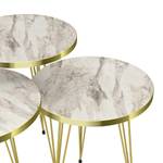 Set de 3 tables d'appoint Ry rondes Imitation marbre blanc - 34 x 55 x 34 cm