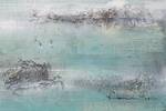 Acrylbild handgemalt Wellenrauschen Beige - Blau - Massivholz - Textil - 80 x 80 x 4 cm