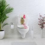 WC-Sitz mit Absenkautomatik - Gerbera Grau - Pink - Weiß - Holzwerkstoff - 38 x 5 x 44 cm