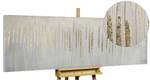 Tableau peint Dripping in White Gris - Blanc - Bois massif - Textile - 150 x 50 x 4 cm