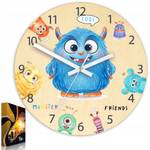 Wanduhr Monster Braun - Holzwerkstoff - 30 x 30 x 4 cm