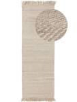 Tapis de couloir en laine Lars Blanc crème - 70 x 200 cm