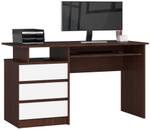 Bureau d'ordinateur CLP 135 cm Imitation wengé - Blanc