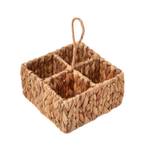 Besteckkorb geflochten Wasserhyazinthe Beige - Metall - Textil - 26 x 21 x 21 cm