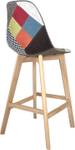 Chaise de bar patchwork SLICK (lot de 2) Bleu - Gris - Orange - Bois massif - Textile - 48 x 105 x 46 cm