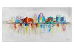 Tableau Brussels Skyline Silhouette Gris - Bois massif - Textile - En partie en bois massif - 120 x 60 x 4 cm