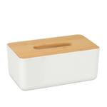 Lot de 2 boîtes à mouchoirs couvercle Marron - Blanc - Bambou - Matière plastique - 23 x 10 x 13 cm