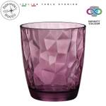 Wasserglas Diamond 6er Set Violett - Naturfaser - 2 x 9 x 9 cm