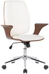 Chaise de bureau Burbank Imitation noyer - Blanc