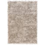 Tapis shaggy tufté main FURRY Argenté - 70 x 140 cm